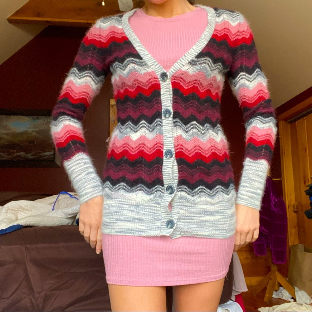 MODA International Rabbit Hair Sweater sz XS NWOT & Blush Open Shoulder Dress L